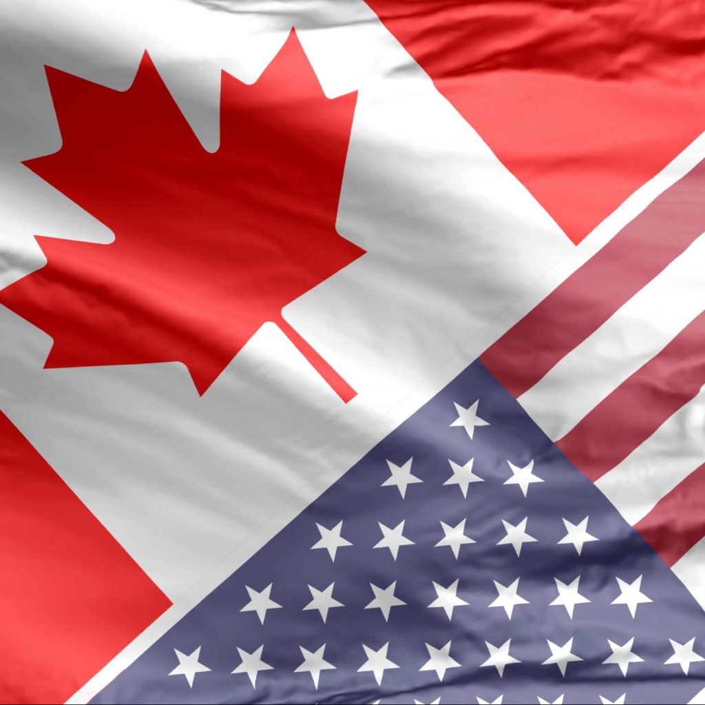 NAB Canadian and American flag. Canada and USA flag.